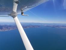 Golden Gate Bridge from 5 miles out to sea at 5,500 feet